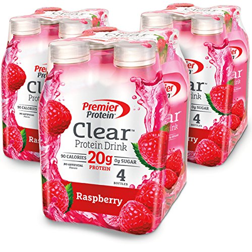 Book Cover Premier Protein Clear Protein Drink, Raspberry, 16.9 fl oz Bottle, (12 Count)