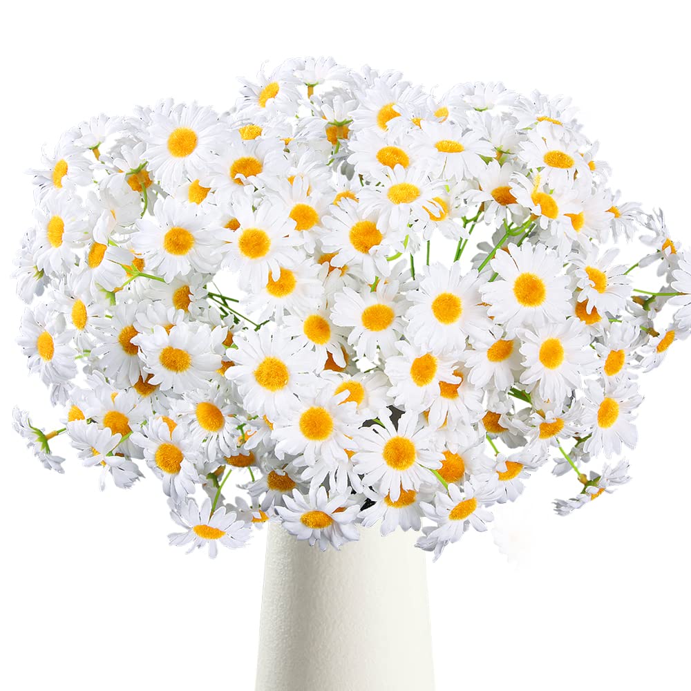 AmyHomie Artificial Flowers, Silk Daisy, Artificial Gerber Daisy for Home Decoration, Artificial Daisy for Wedding Decoration (White) …