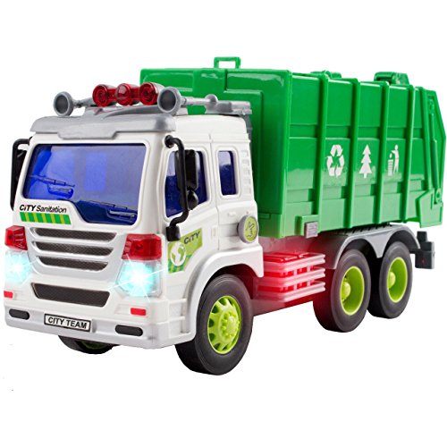 Book Cover CifToys Friction Powered Car Garbage Truck Toy for Toddlers | Cool Trash Truck Game for Toddlers, 3+|Big, With Lights and Sound Effects | Kids’ Rubbish Collection Push and Go Toy