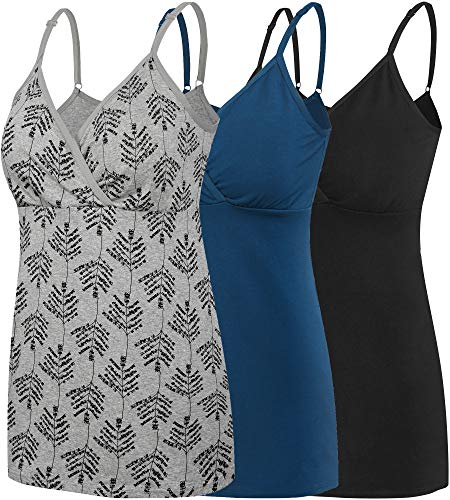 Nursing Tops Tank Shirt Cami Sleep Bra for Maternity and Breastfeeding