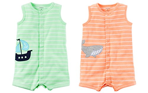 Carter's Baby Boy's 2 Pack Cotton Romper Creeper Set