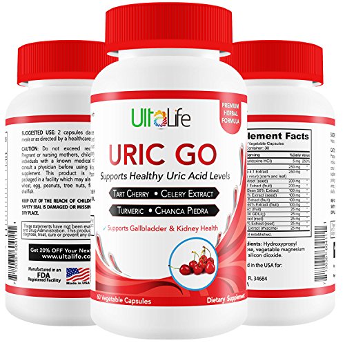 #1 URIC Acid Cleanse & Support - Tart Cherry, Chanca Piedra, Celery Seed, Cranberry- Herbal Cleanse Detox Supports Uric Acid Related Pain Relief, Flare-Ups & Inflammation