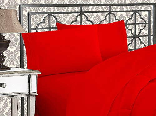 Elegant Comfort 1500 Thread Count Wrinkle & Fade Resistant Egyptian Quality Ultra Soft Luxurious 2-Piece Pillowcases, Standard Size, Red
