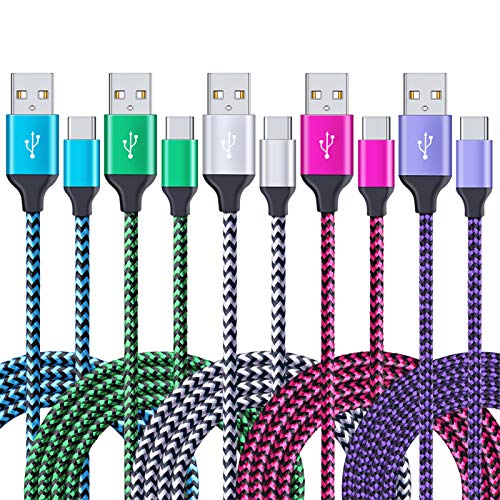 Samsung Galaxy Note 8 Fast Charger Cable, CIQILY 5-Pack 6FT Long Braided Quick Charging Cord, USB Type C Charger Cable for Samsung Galaxy S8/S8+S10/S9, LG G7/G8/G5/G6/V20/V30, Nexus 5x/6p