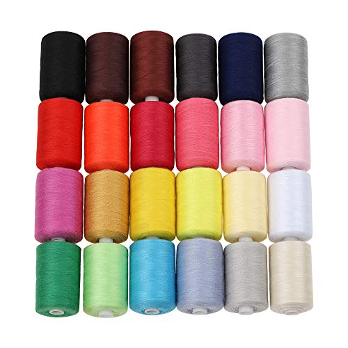 Book Cover HAITRAL Sewing Thread - 24 Colors 1000 Yards Cotton Thread Sets Spools Thread for Sewing Machine (HT_SK04)