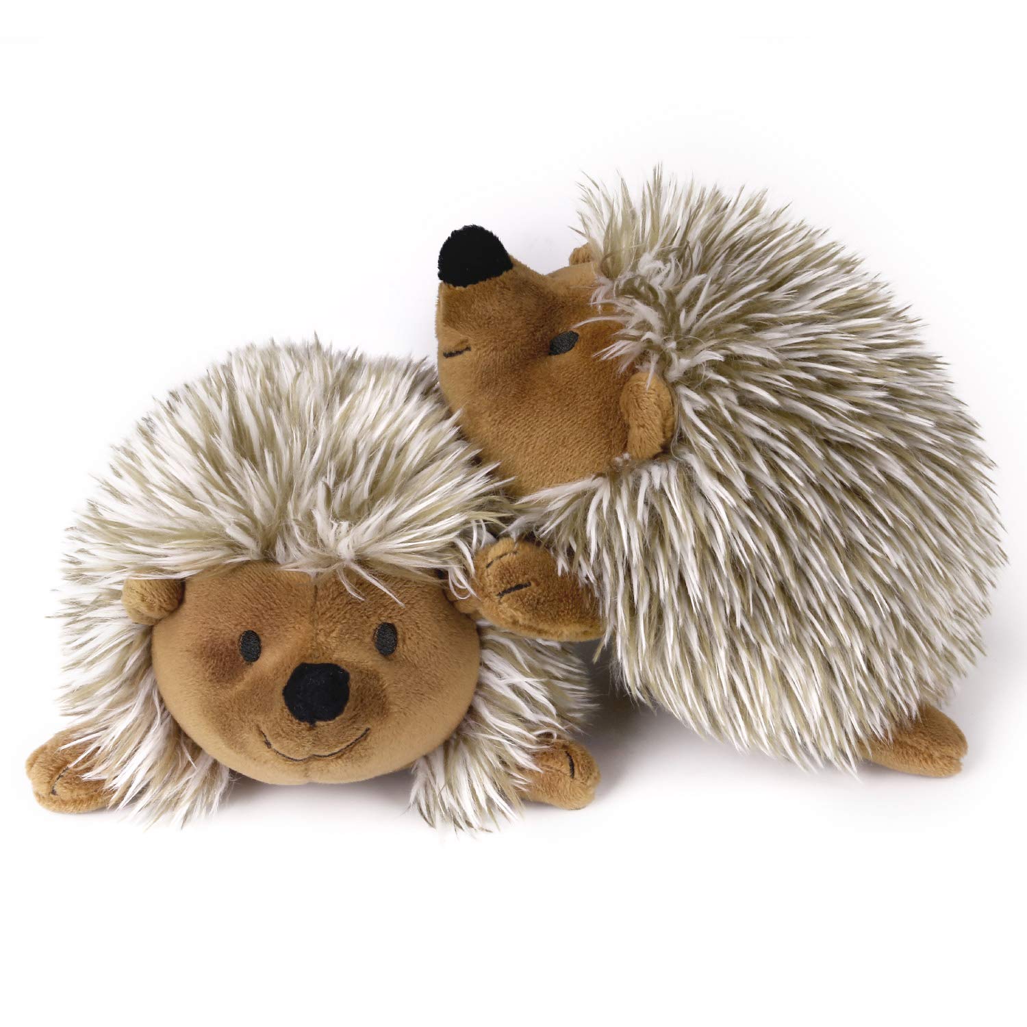 Pawaboo Plush Dog Toy, [2PACK] Non-Toxic Super Soft Faux-Fur Hedgehog Dog Toy Stuffed Biting Training Playing Toys for Dog Puppy, Brown 6 in (Pack of 2)
