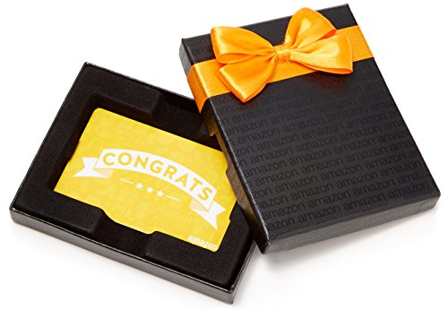 Book Cover Amazon.com Gift Card in a Black Gift Box (Congratulations Icons Design)