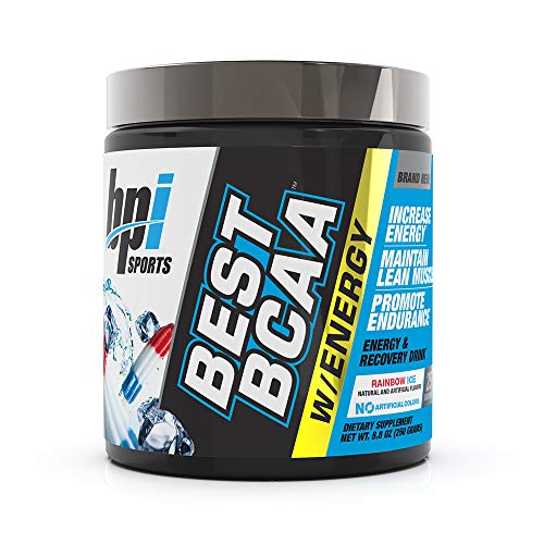 BPI Sports Best BCAA with Energy - Healthy BCAA Powder - Improved Performance - Lean Muscle Building - Accelerated Recovery - Proprietary Energy Blend - Rainbow Ice - 25 Servings - 8.8 oz.