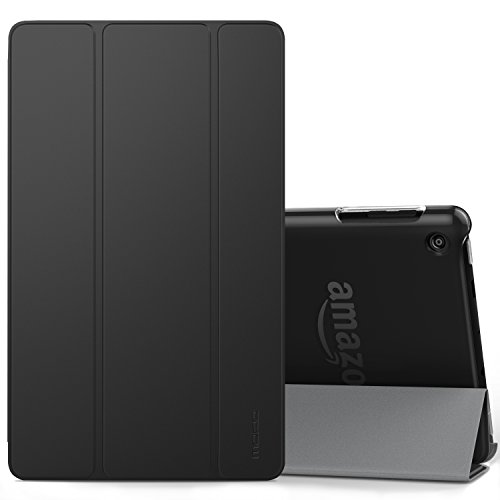 MoKo Case for All-New Amazon Fire HD 8 Tablet (7th/8th Generation, 2017/2018 Release) -Lightweight Slim Shell Stand Cover with Frosted Back for Fire HD 8, Black (with Auto Wake/Sleep)