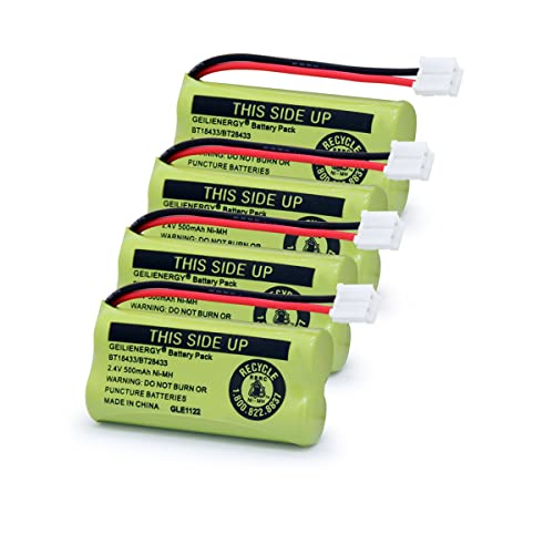 GEILIENERGY BT18433 BT28433 BT184342 BT284342 BT-1011 BT-1018 Phone Battery Compatible for Vtech Cordless Phone CS6209 CS6219 CS6229 DS6151 AT&T CL80100 CL80109 Uniden DCX400 Handset (Pack of 4)