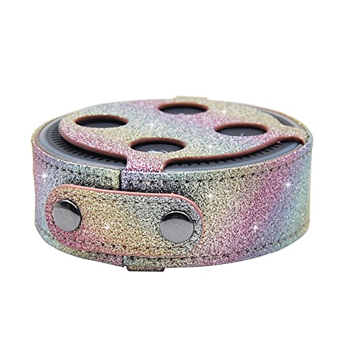 KuToo Case for Dot 2, Protective Case for Amazon Dot 2 Audio Holster (Fits Dot 2nd Generation Only) - Glitter Bling Sparkle Leather Sleeve Skins Cover (Rainbow)