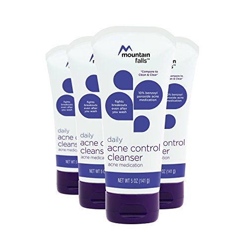 Mountain Falls Daily Acne Control Cleanser, 10% Benzoyl Peroxide Acne Medication to Fight Breakouts, 5 Ounce (Pack of 4)