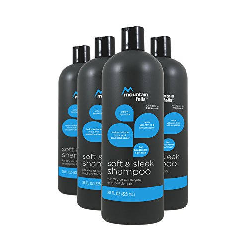Mountain Falls Salon Formula Soft & Sleek Shampoo with Vitamin H & Silk Proteins for Dry or Damaged and Brittle Hair, 28 Fluid Ounce (Pack of 4)
