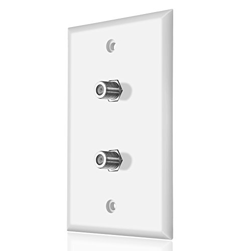 ICESPRING Dual Coaxial F Connector Wall Plate White for Cable TV Satellite Antenna Ethernet Digital Audio S PDIF