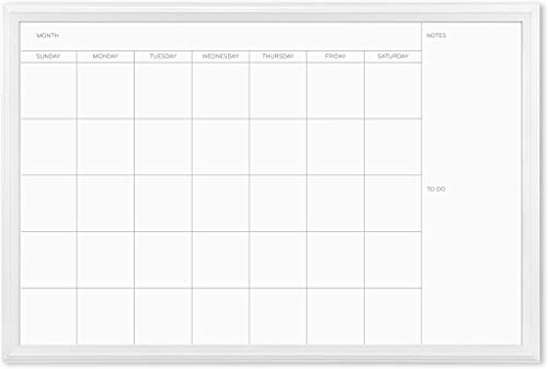 U Brands Magnetic Dry Erase Calendar Board, 20 x 30 Inches, White Wood Frame (2075U00-01)