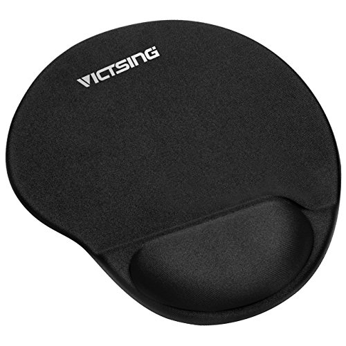 Book Cover VicTsing Mouse Pad, Ergonomic Mouse Pad with Gel Wrist Rest Support, Gaming Mouse Pad with Lycra Cloth, Non-Slip PU Base for Computer, Laptop, Home, Office & Travel, Black
