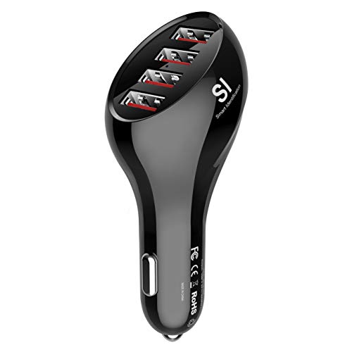 Car Charger, Vogek 50W 10A 4-Port USB Car Charger with Smart Identification Compatible with Galaxy S8 /S7 / S6 / Edge/Plus, Note 5/4 - Black