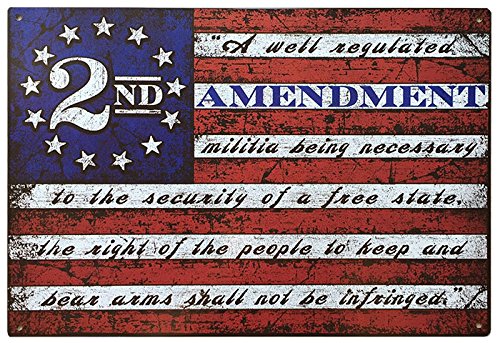2nd Amendment Brand Vintage American Flag Tin Sign 11" x 16" USA Second 2A Man Cave Decor
