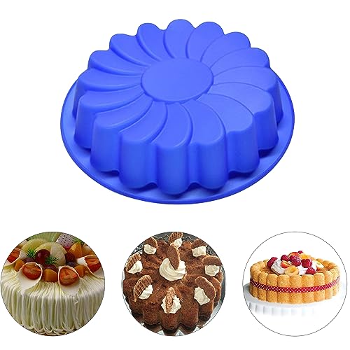 Jiareally Silicone Large Flower Cake Mould for Chocolate Jello Candy Silicone Baking Molds for Cakes,9 inch Non-Stick Fluted Tube Cake Pans