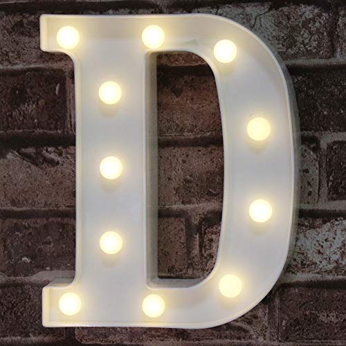 Pooqla LED Marquee Letter Lights Sign, Light Up Alphabet Letter for Home Party Wedding Decoration D