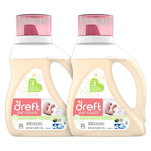 Dreft Purtouch Baby Liquid Laundry Detergent, Hypoallergenic for Baby, Infant or Newborn, 40 Fl. Oz (Pack of 2) (Packaging May Vary)