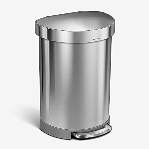 Book Cover simplehuman 60 Liter Semi-Round Hands-Free Kitchen Step Trash Can with Soft-Close Lid, Brushed