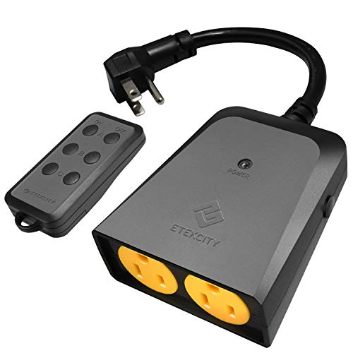 Etekcity Wireless Outdoor Remote Control Outlet, Weatherproof, 150ft Range Electrical Light Switch, Dual Outlet, Pair Freely, FCC Certified,ETL Listed ,Black, ZAP 1FX (Battery Included)