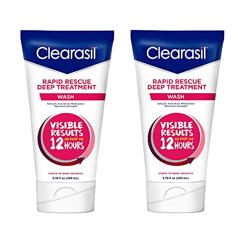 Acne Treatment Face Wash - Clearasil Rapid Rescue Deep Treatment Wash with Salicylic Acid Acne Medication for Maximum Strength to Clear Acne, 6.78 FL OZ (Pack of 2)