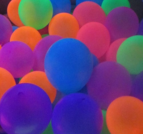 Blacklight Party Balloons That Glow in The Dark Under Blacklight - 11 inch Neon Flourescent Latex Balloons, 25 Count