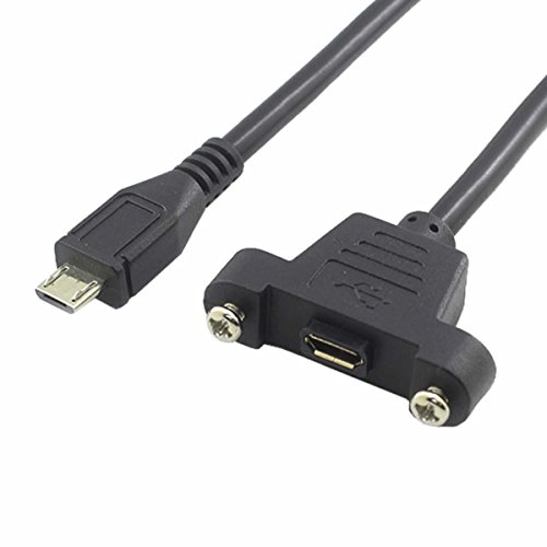 UseBean 1.6 Feet Micro USB Male to Micro USB Female Extension Panel Mount Type Cable with Screws, Data+Charge,Black