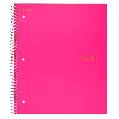 Five Star Spiral Notebook, 3 Subject, College Ruled Paper, 150 Sheets, 11" x 8-1/2", Pink (73501)