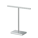 Gatco 1444C, Modern Rectangle Base Freestanding Countertop Towel Holder, Chrome / 10.50"W x 11.13"H T-Shape Style Countertop Hand Towel Holder for Bathroom, Kitchen/ Fingertip Towel Rack
