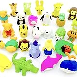 O'Hill Pack of 32 Zoo Animal Puzzle Erasers for Party Favors, Games Prizes, Carnivals and School Supplies