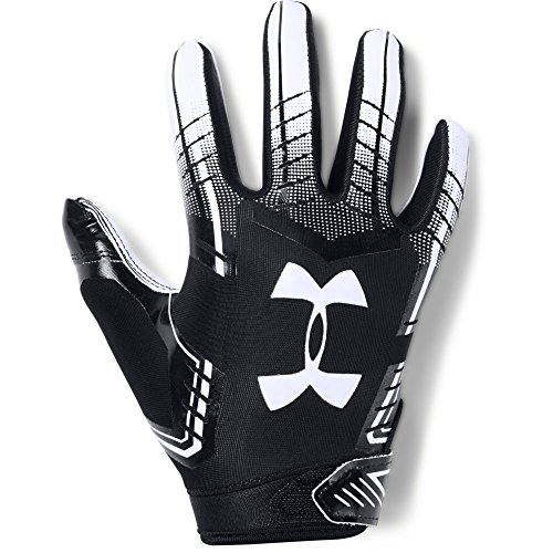 Under Armour Boys' Pee Wee F6 Football Gloves, Black (001)/White, One Size Fits All