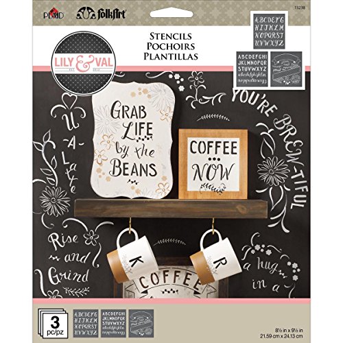 FolkArt 13238 Mixed Fonts Lily & Val Stencil Pack