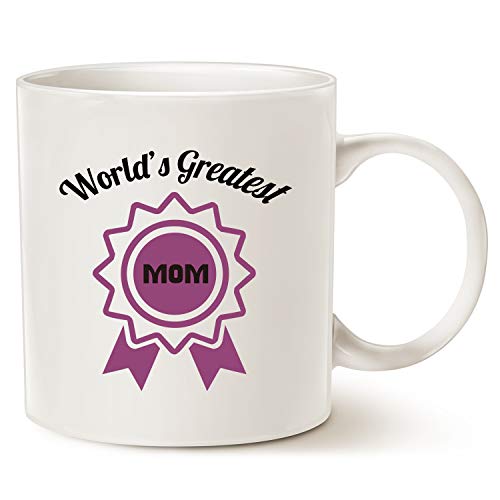 MAUAG Mothers Day Best Coffee Mug for Mom, World's Greatest Mom Unique Gifts for Mother Mom MamaCup White, 11 Oz