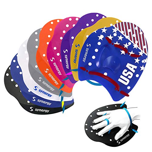 Synergy Hand Paddles for Swim Training (Pink, Medium)