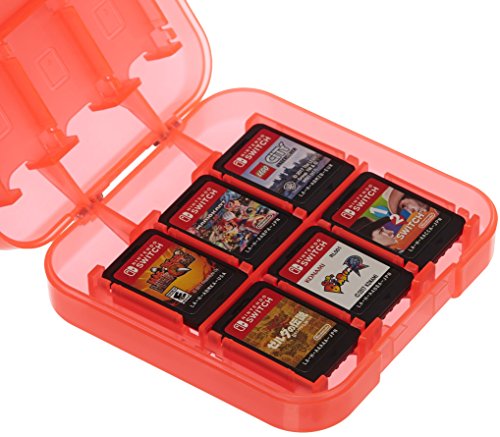 Book Cover AmazonBasics Game Storage Case for 24 Nintendo Switch Games - 3.4 x 3.4 x 1 Inches, Red