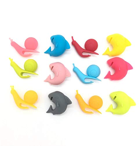 Glass Drink Markers Set-12 Mini Shark and Snail Shape Tea Bag Holder Silicone Wine Glass Charms Reusable Glass Identifiers by Passionier