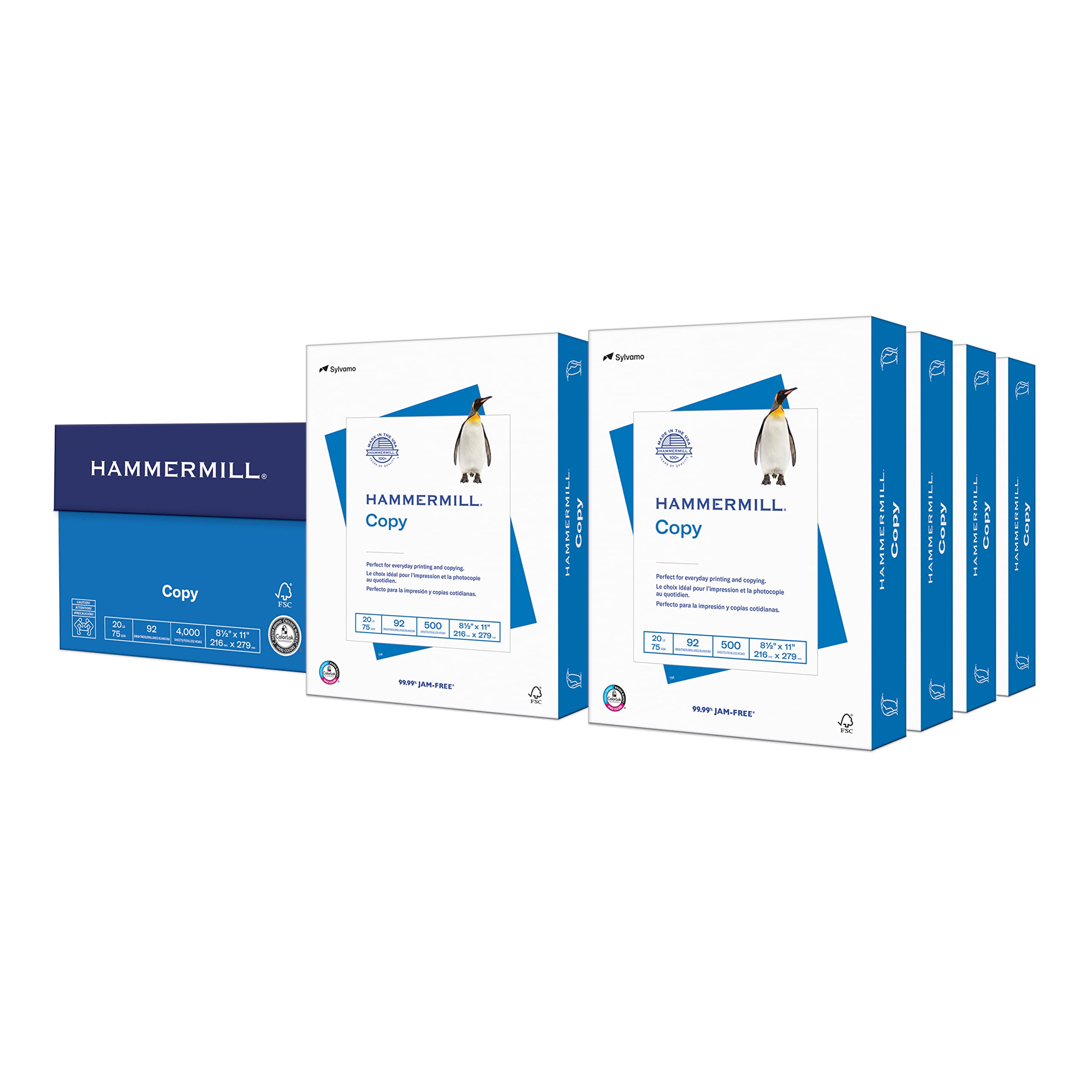 Hammermill Printer Paper, 20 Lb Copy Paper, 8.5 x 11 - 8 Ream (4,000 Sheets) - 92 Bright, Made in the USA 8 Ream | 4000 Sheets Letter (8.5x11) Paper