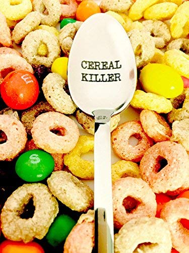 Weenca Engraved Spoon Cereal Killer Best Gift Suggestions for Teenage Boys 100% Laser Engraved Sturdy Stainless Steel Cereal Spoon, Funny Gifts for Cereal Lovers