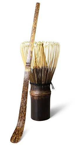Purple Bamboo Matcha Green Tea Whisk Chasen 100-Prong with Chashaku Scoop for Japanese Tea Ceremony and Everyday Use