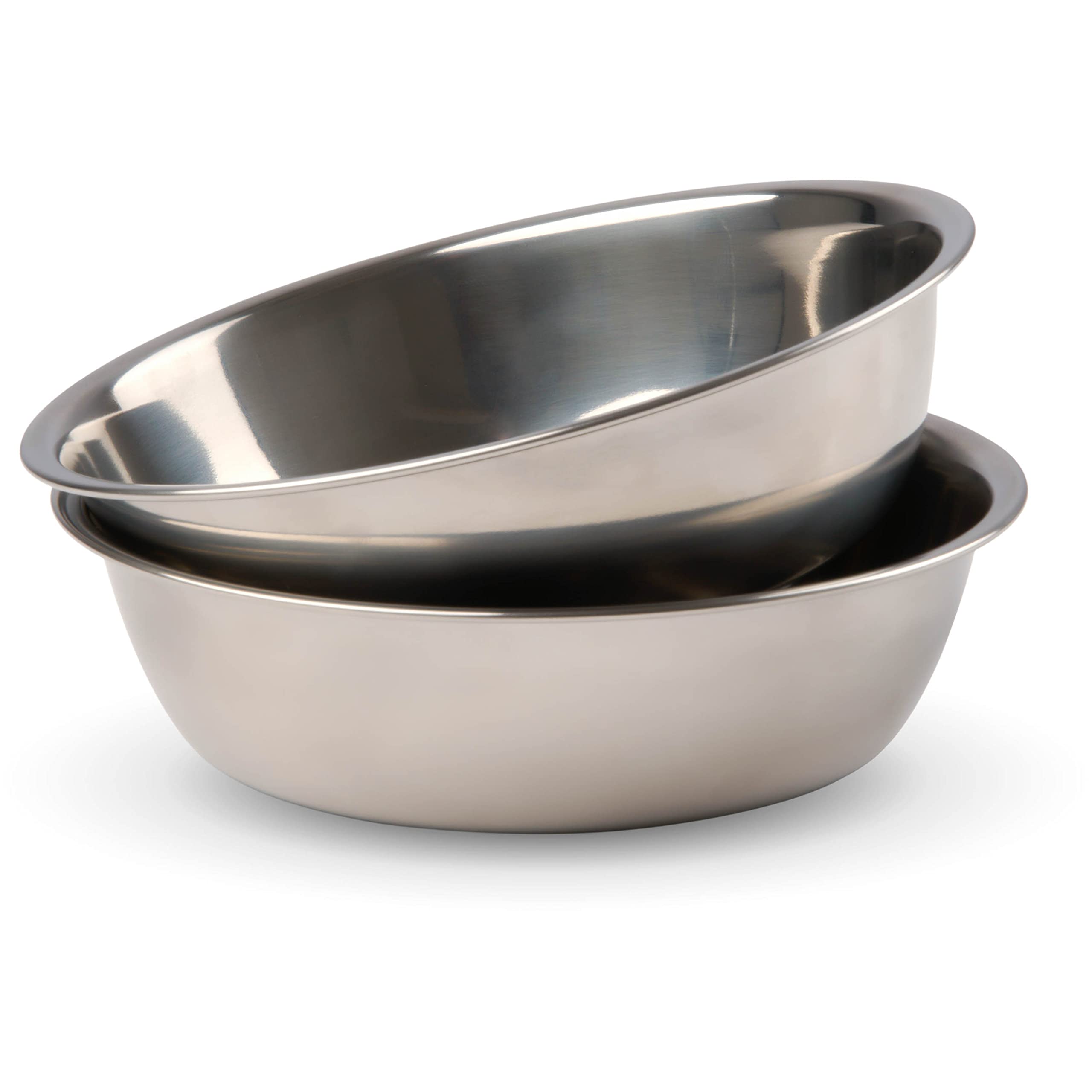 Bonza Two Piece Stainless Steel Dog Bowls Small, 12oz Pet Water and Food Bowls, Basic Metal Dog Bowl or Cat Bowls, Set of 2 Bowls 2 Stainless Steel Bowls