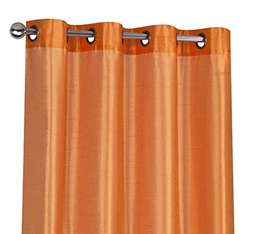 Book Cover Regal Home Collections 2 Pack Semi Sheer Faux Silk Grommet Curtains - Assorted Colors (Orange)