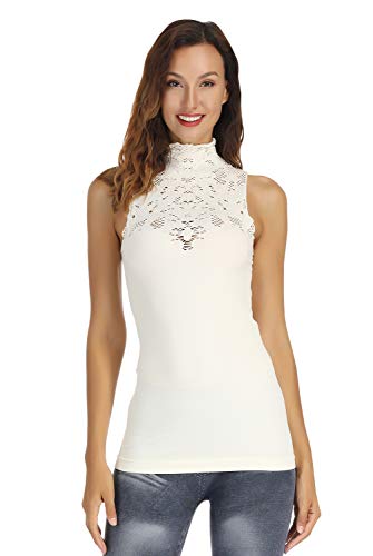 Disbest Women Turtle Neck Sleeveless Tops Mock Turtleneck Vest Polo Neck T Shirt
