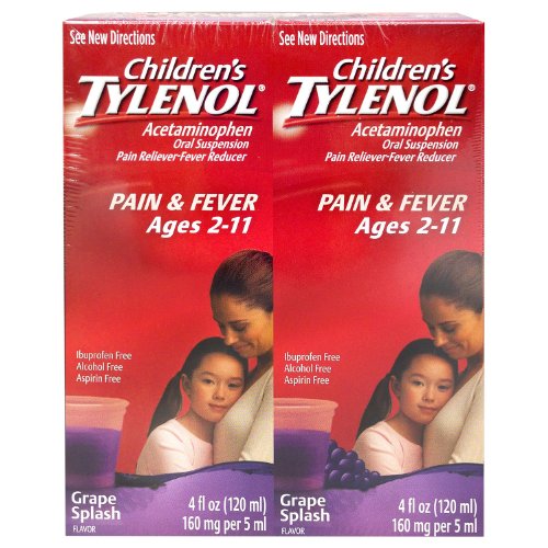Book Cover Children's Tylenol Grape Splash Flavored Liquid, 4 Fl. oz, 2 pk.