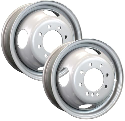 eCustomrim 2-Pack Dually Dual Silver Grey Trailer Wheel Rim 16" 16X6 8 Lug On 6.5"