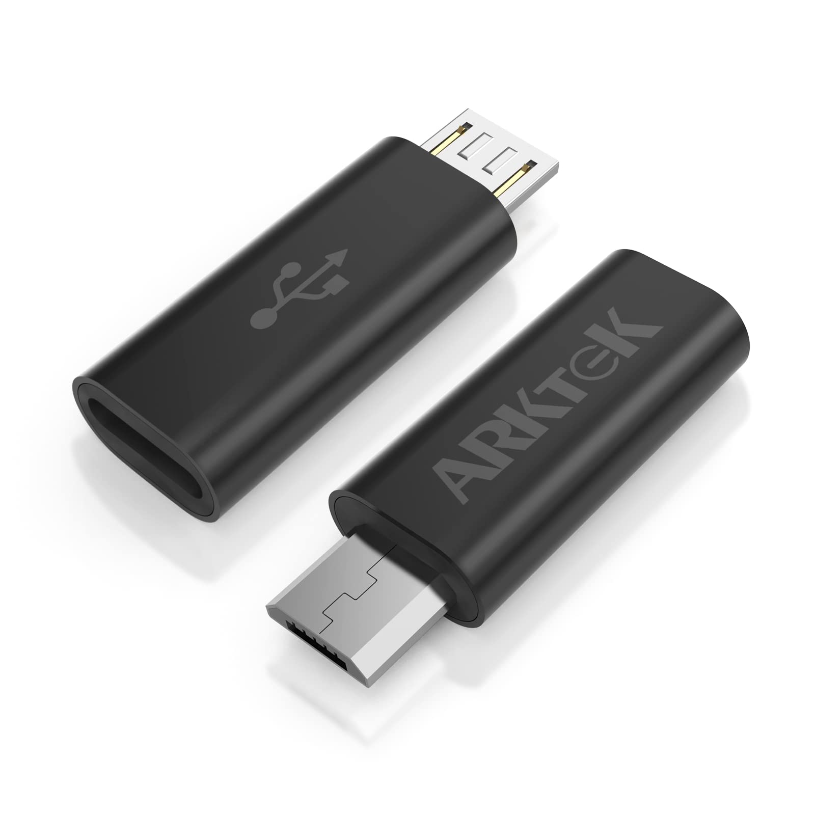 ARKTEK USB-C Adapter - USB Type C (Female) to Micro USB (Male) Sync and Charging Adapter for Galaxy S7 S7 Edge and More (Pack of 2)