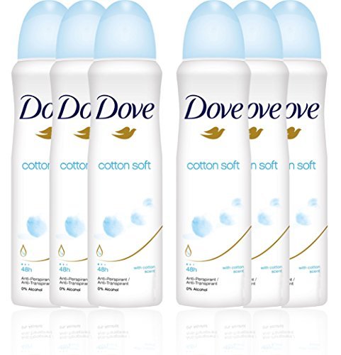 Dove Cotton Soft Antiperspirant Spray, International Version, 150ml (Pack of 6)