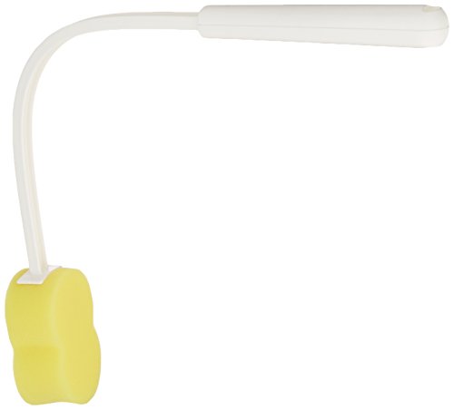 Sammons Preston 57209 Ergonomic Handle Contour Sponge, Long Handled Extended Washer & Scrubber for The Shower & Bath, Angled Bathing Sponge on a Stick for Limited Mobility and Reach